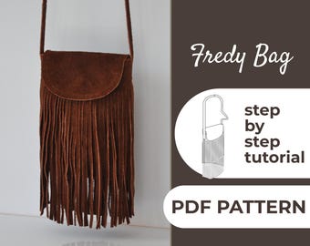 Fringe Crossbody Bag Sewing Pattern | Fringe Purse, Small Sling Bag | Easy Beginner Pattern + Easy Illustrated Tutorial | A0, A4 & US Letter