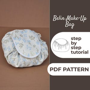 Cartamodello per pochette cosmetica con coulisse / Borsa per cosmetici, borsetta piccola / Cartamodello facile per principianti + tutorial illustrato semplice / Formati A0, A4 e US Letter
