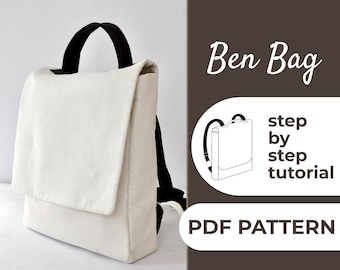 Rectangle Backpack Sewing Pattern | Zipper Bag Pattern | Pattern + Detailed Illustration Instruction | 40 x 30 x 8cm | A0, A4 & US-Letter