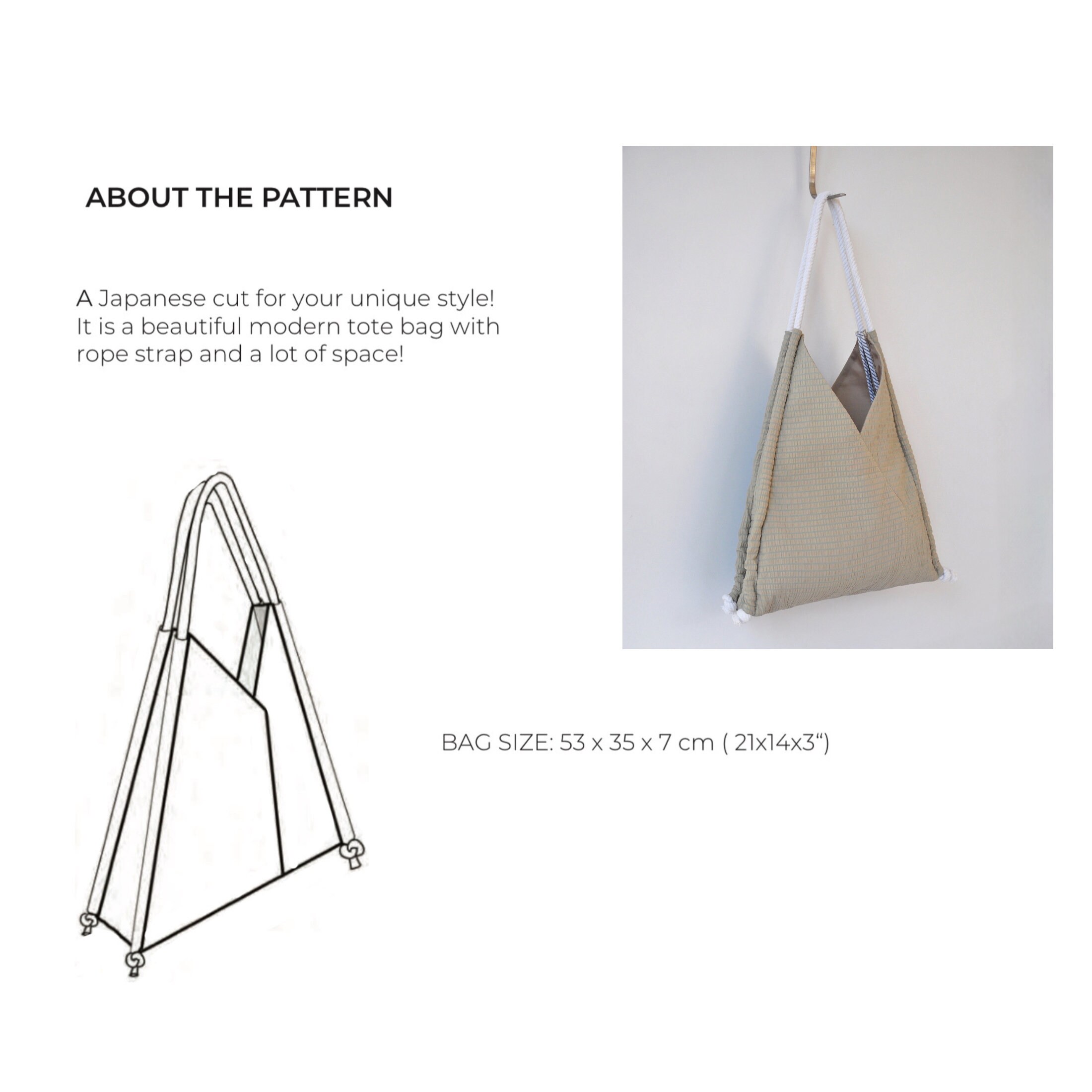Slouchy Tote Bag Pattern, Origami Bag, Triangle Bag Pattern Slouchy Tote Bag Pattern, Origami Bag, Triangle Bag Pattern