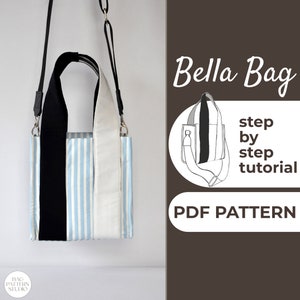 Kleine Cross Body Bag Schnittmuster | Sling Schultertasche | Schnittmuster + Ausführliche Illustrationsanleitung | 22x22x10cm | A0, A4 & US-Letter