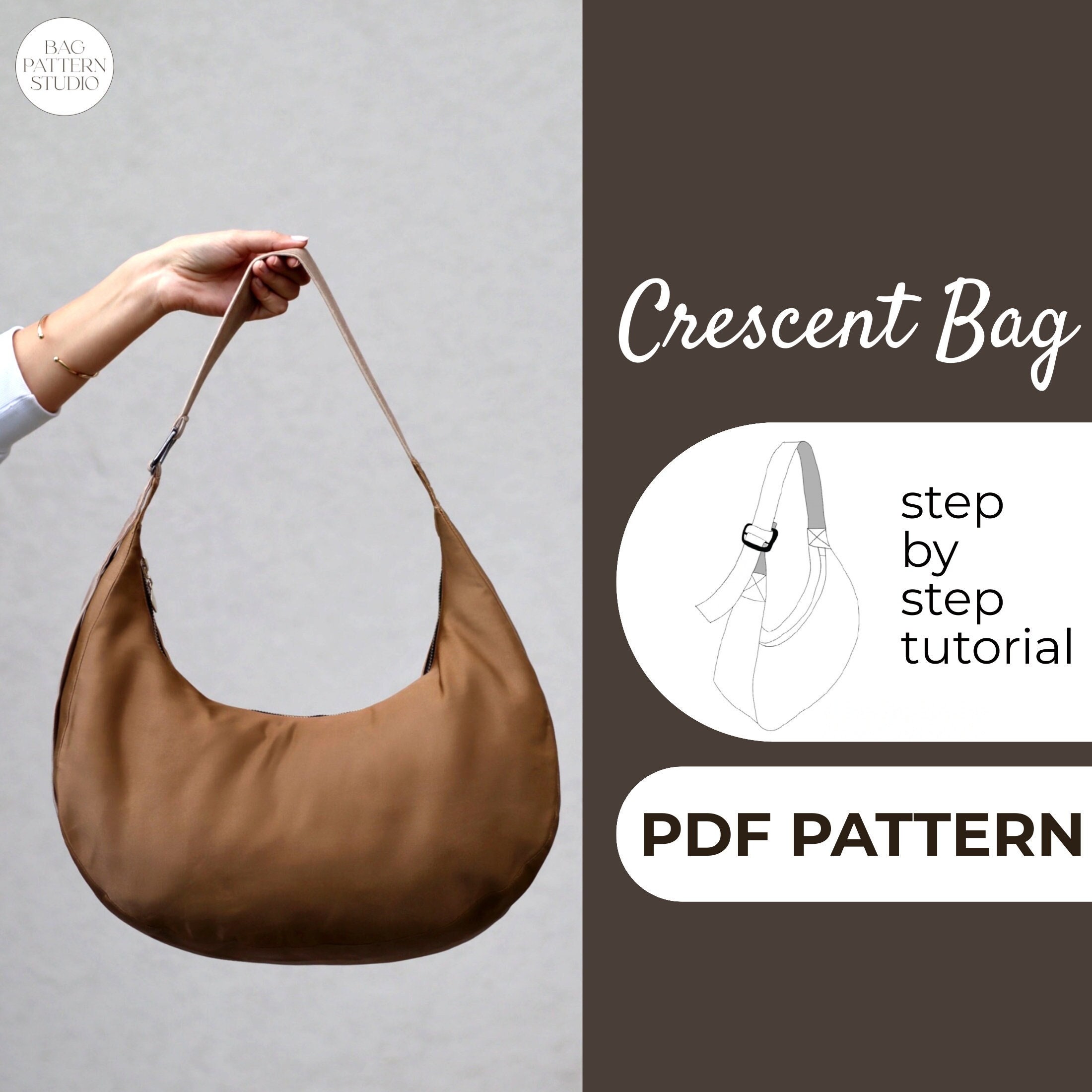 Crescent Bag Sewing Pattern Oversized Hobo Bag Crossbody 