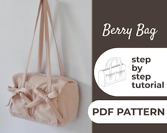 Shoulder Bag Sewing Pattern | Girly Coquette Bag, Rectangle Bag | Pattern + Detailed Illustration Instruction | A0, A4 & US-Letter