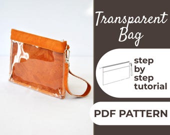 Clear Zipper Pouch Sewing Pattern | Small Purse | Easy Beginner Pattern + Easy Illustrated Tutorial | 21X14X0.5 cm | A0, A4 & US Letter