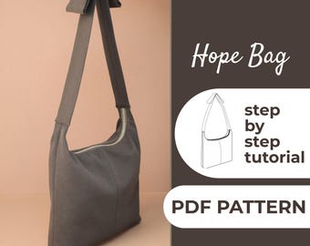 Hobo Tie Bag Sewing Pattern | Zipper Sling Bag Pattern | Easy Beginner Pattern + Easy Illustrated Tutorial | A0, A4 & US Letter