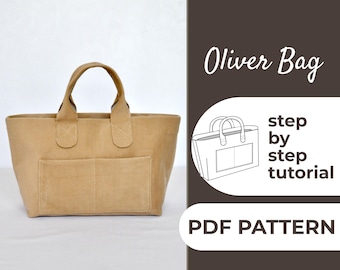 Organizer Bag Sewing Pattern | Handbag Pattern | Easy Beginner Pattern + Easy Illustrated Tutorial | 21 x25x13 cm | A0, A4 & US Letter