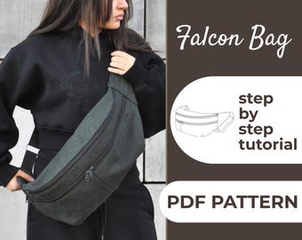 Falcon Bag Sewing Pattern | Double Zipper Crossbody Belt Bag (PDF)
