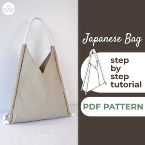 Modèle de sac fourre-tout souple, sac en origami, modèle de sac triangulaire, modèle de sac hobo, A0, A4 et lettre US + instructions écrites et vidéo détaillées