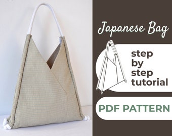 Slouchy Tote Bag Pattern, Origami Bag, Triangle Bag Pattern, Hobo Bag Pattern, A0, A4 & US-Letter + Detailed Written and Video Instruction