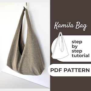 Übergroße Einkaufstasche Schnittmuster | Hobo Bag |Schultertasche | Schnittmuster + ausführliche bebilderte Anleitung | 50x30x12cm | A0, A4 & US-Letter