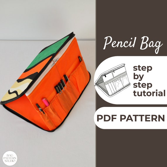 Pencil Case Sewing Pattern | Cosmetic Bag | Zipper Pencil Pouch Pattern | Pattern + Detailed Illustration Instruction | A0, A4 & USLetter