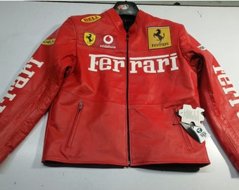 Limited Edition Red Ferrari F1 Racing Geniune Kuhlederjacke | Formel F1 Café Racer 90er Jahre Vintage Biker Stilvolle Jacken | Handgemachte Jacke