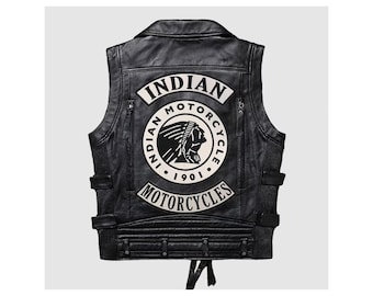 Neue stilvolle handgefertigte indische Motorrad-Lederweste für Herren | Vintage-Stil Café Racer Weste | Modische Reitweste aus echtem schwarzem Rindsleder