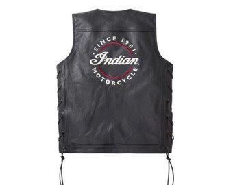Handgemachte indische Motorradweste für Herren | Bikerweste im Café-Racer-Stil | Reitweste aus echtem schwarzem Rindsleder | Perfektes Geschenk für Modeliebhaber.