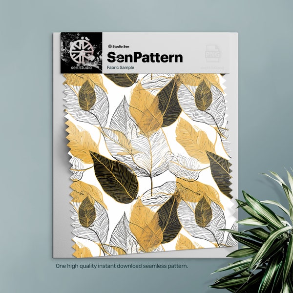 Colorful take on jungle leaves | elegant and fresh: Mustard and Charcoal Botanical Artistry for Creative Inspiration