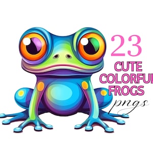 Frosch niedlich Clipart Frosch druckbare digitale Download niedliche bunte Cartoon Frosch druckbare Bilder Print on Demand Frosch Clip Art druckbare png