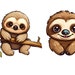 Sloth Clipart, Cute Sloth Cartoon Png Digital Download Print on Demand ...