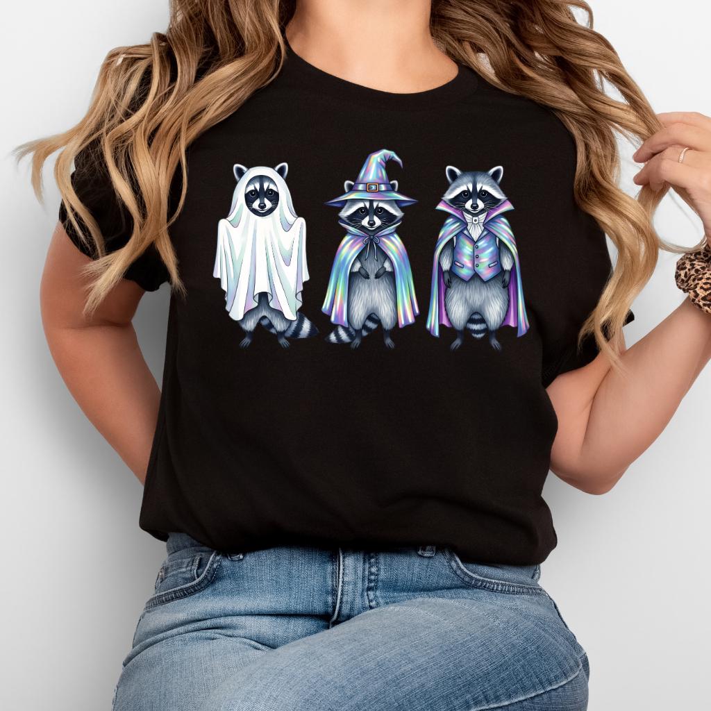 Iridescent Halloween Raccoon PNG: Funny, Witch, Vampire, Ghost Costumes ...
