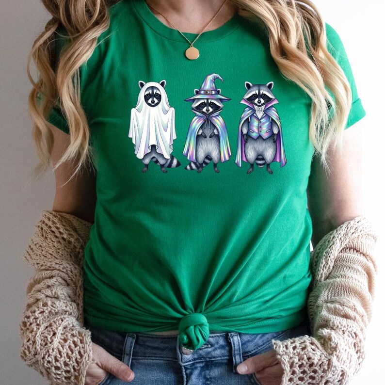 Iridescent Halloween Raccoon PNG: Funny, Witch, Vampire, Ghost Costumes ...