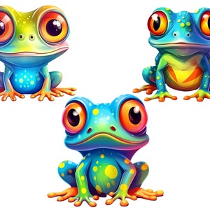 Frog Clipart Cute Frog Png Digital Download Cute Colorful Cartoon Frog ...