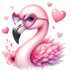 Flamingo Clipart Cute Cartoon Flamingo pngs Digital Download Flamingos with Transparent Background Printable Clip Art Flamingo Printable PNG