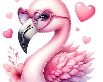 Rosa Flamingo Clipart, Cartoon PNG Bilder (digitaler Download)