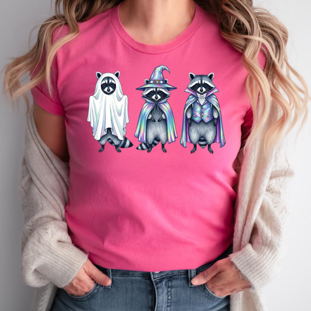 Iridescent Halloween Raccoon PNG: Funny, Witch, Vampire, Ghost Costumes ...