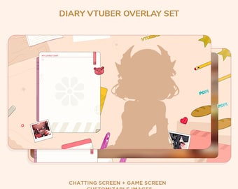 Diary Vtuber Stream I Overlay Set | Chatting and Game Overlays | Vtuber Overlays