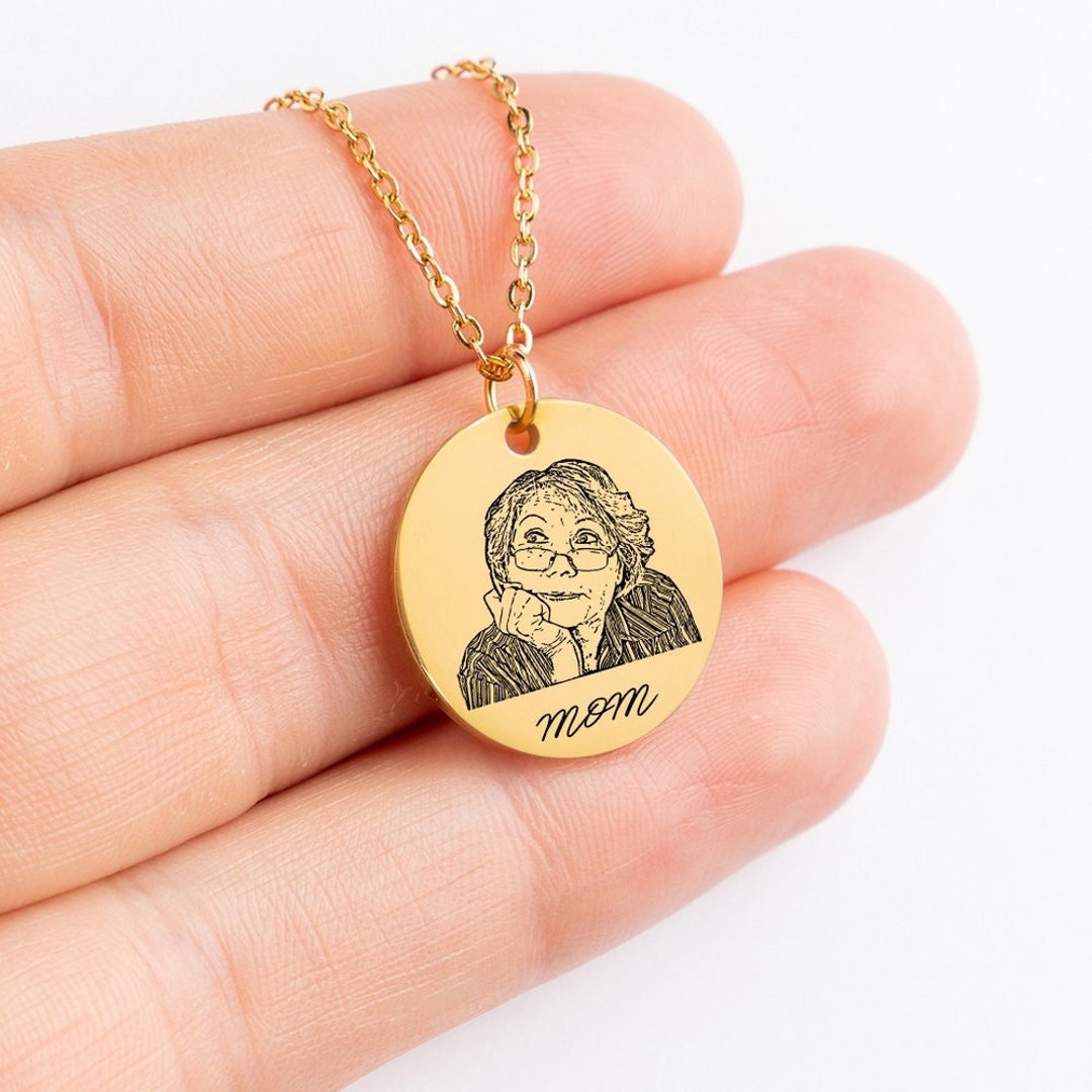 Custom Photo Necklace Custom Portrait Necklace Photo Etsy