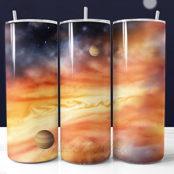 Vibrant Planets Tumbler Wrap, Planets for 20oz Tumbler Wrap Sublimation, Bright Space Lover Tumbler Design, Galaxy Tumbler PNG, Cosmic PNG