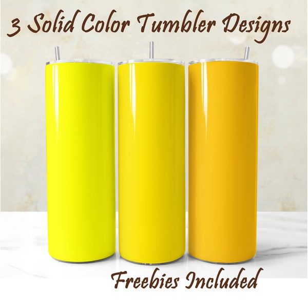 3 Yellow Tumbler Wraps, PNG Yellow Sublimation Designs for 20 Oz Solid Color Tumbler Wrap, Light and Honey Yellow Background, Tumbler Wraps