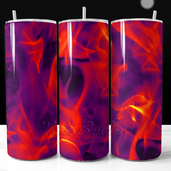Luxury Red and Purple Tumbler Wrap, Fire PNG file for Sublimation, Flames Seamless Background PNG Tumbler Design, Popular Neon Tumbler Wrap