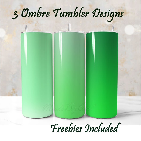 3 Bright Green Ombre Tumbler Wrap Png Backgrounds for 20 Ounce Tumbler, Mint and Lime Green Tumbler Sublimation Designs, Green Gradient