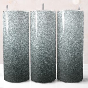 Gray Glitter Ombre Tumbler Wrap, Silver Tumbler Design, Sublimation for 20oz Tumbler Wrap, Sparkly Tumbler Wrap, Gray PNG Ombre Tumbler Wrap