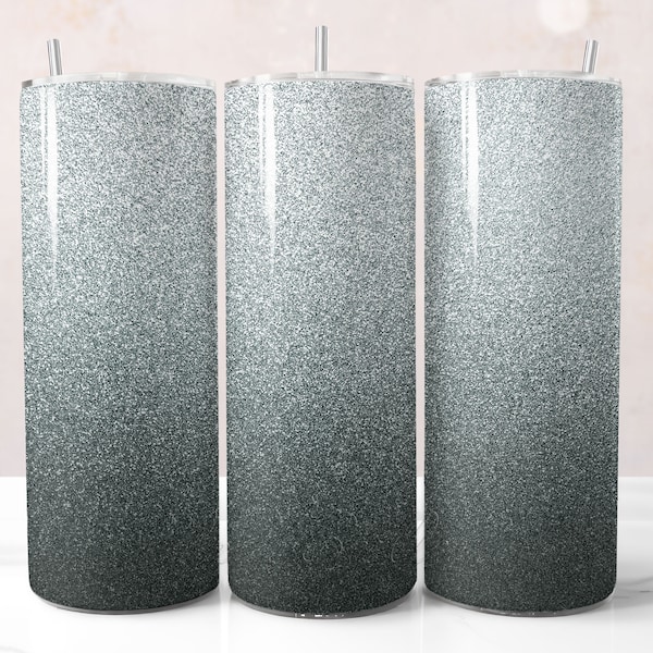 Gray Glitter Ombre Tumbler Wrap, Silver Tumbler Design, Sublimation for 20oz Tumbler Wrap, Sparkly Tumbler Wrap, Gray PNG Ombre Tumbler Wrap