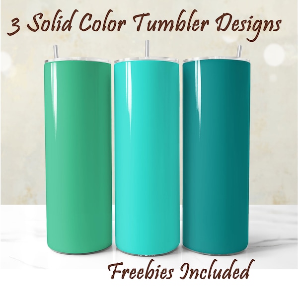 3 Pastel Tumbler Wraps, Teal Tumbler Wrap Background, Mint and Turquoise Tumbler Wraps, Sublimation PNG Designs for 20oz Solid Color Tumbler