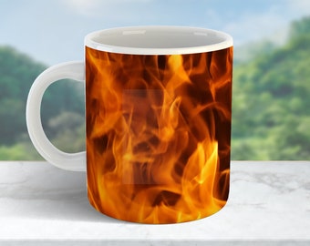 Orange Fire Mug Wrap, Flame Sublimation PNG Coffee Mug Wrap Design, 11 oz and 15 oz Mug Wrap Template, Men Mug Wrap, Fire Fighter PNG
