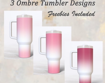 3 Blush Pink Ombre 40oz Tumbler Wraps PNG, Sublimation Design (Digital Download)