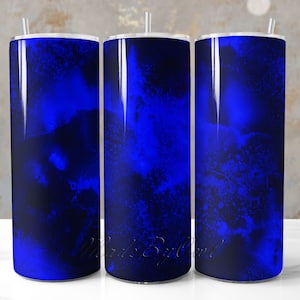 Aesthetic Neon Dark Blue Tumbler Wrap, Straight 20oz Skinny Blue Tumbler Wrap PNG, Sublimation Tumbler Background Design, Men Tumbler Wrap