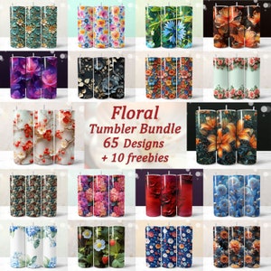 65 blommiga tumblerwrap-designer, 20oz PNG-sublimeringspaket (digital nedladdning)