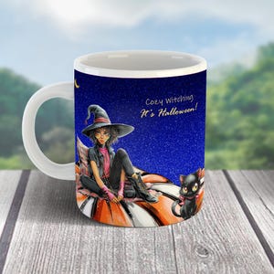 Witchy Halloween Mug Wrap, 11 oz and 15 oz Coffee Mug Wrap Design, Sublimation PNG Mug Wrap Template, Trendy Halloween PNG, Digital Download