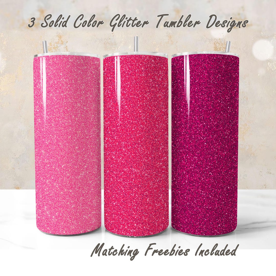 3 Hot Pink Glitter Tumbler Wraps, 20 Oz Skinny Tumbler Sublimation ...