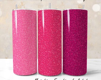 Hot Pink Glitter Tumbler Wrap Designs, 20oz Skinny Tumbler Sublimation (Digital Download)
