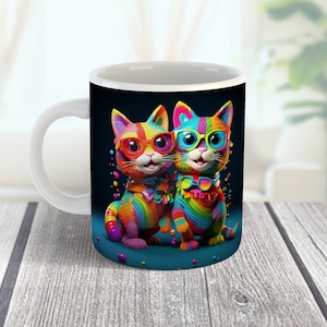 Cute Cats Mug Wrap Sublimation Design, Kids Mug Wrap PNG, 15oz & 11oz Mug Wrap Design, Couple Mug Wrap PNG, Digital Download