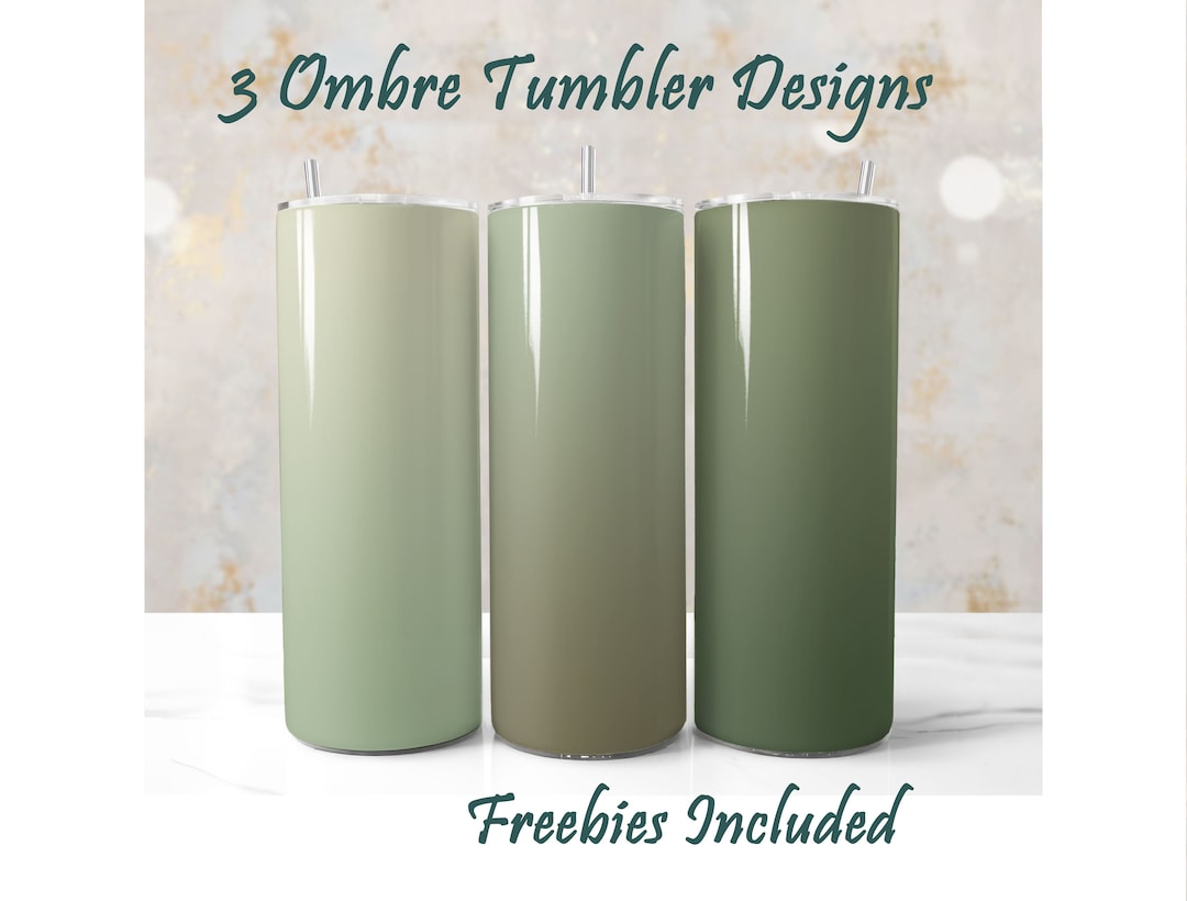 3 Sage Green Tumbler Wrap Designs, Ombre Tumbler Wrap Background PNG