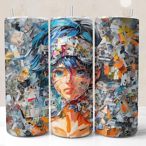 Anime Tumbler Wrap PNG, Manga Tumbler Wrap, 3D Anime Aesthetic 20oz Sublimation Design, Tumbler Wrap for Anime Lovers, Digital Download