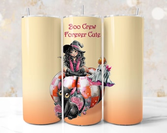 Niedliches Witchy Halloween Tumbler Wrap PNG, 20oz Tumbler Wrap Sublimationsdesign, Spooky Vibes PNG, trendiges lustiges Halloween PNG, digitaler Download