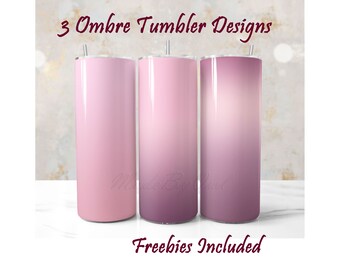 3 Dusty Purple and Dusty Pink Tumbler Wrap Designs, Light Purple Ombre, Lavender PNG Sublimation 20 Oz Tumbler Wraps, Gradient Tumbler Wrap