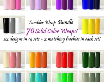 Solid Color Tumbler Wrap Bundle 70 Designs, Sublimation PNG 20oz Tumbler Wraps Template, Seamless Tumbler PNG Backgrounds, Instant Download