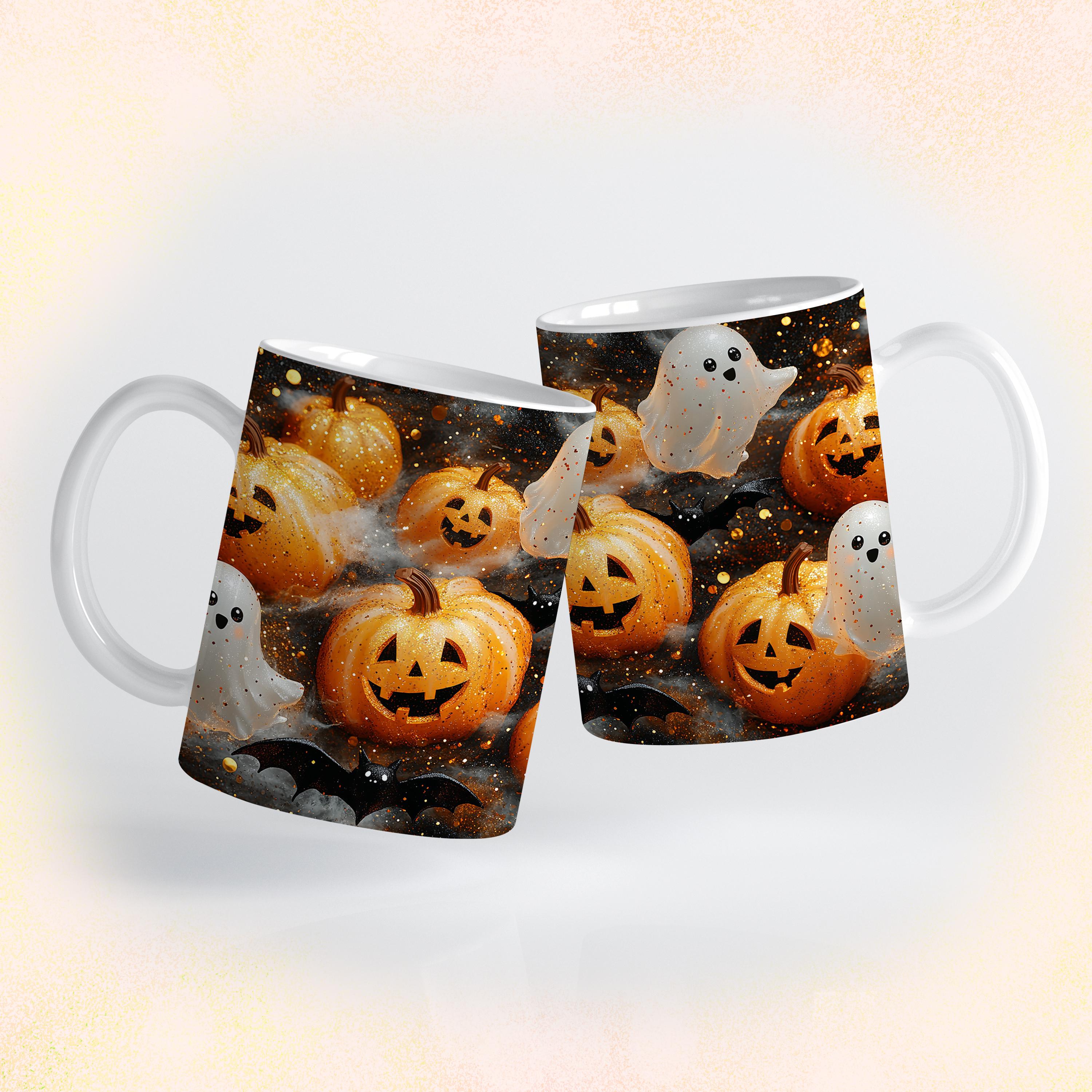 Exquisite Ghost Mug With Pumpkin Design Digital Art Exquisite Ghost Mug With Pumpkin Design Digital Art